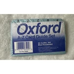 25 Oxford A-Z Card Guides 3x5 1/5 Cut Tabs Blue Pressboard NEW